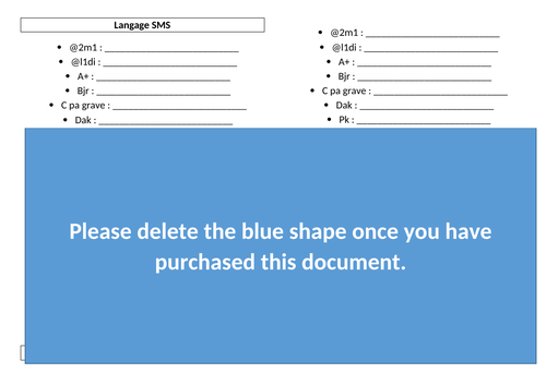 Langage SMS (texto) - Worksheet