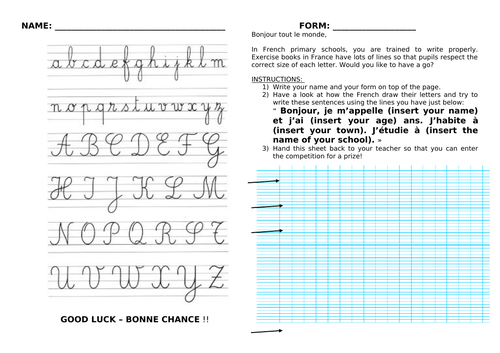 French Handwriting Competition