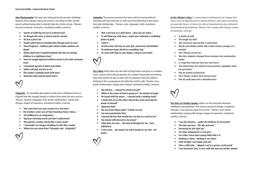 Carol Ann Duffy 6 poem revision poster