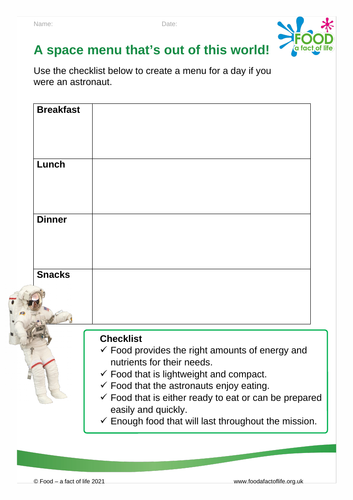 A space menu that is out of this world