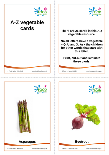 Vegetable A to Z cards