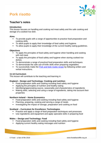 Pork risotto - 50 minute lesson