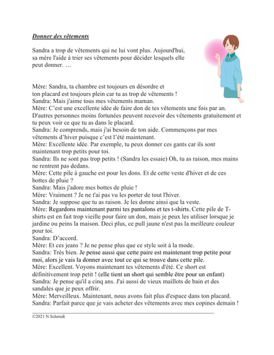 French Clothes Reading: Donner des vêtements Lecture