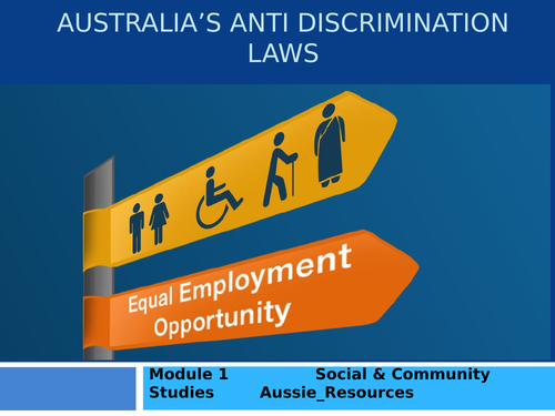Social and Community Studies - Gender and Identity - Australia's anti-discrimination laws