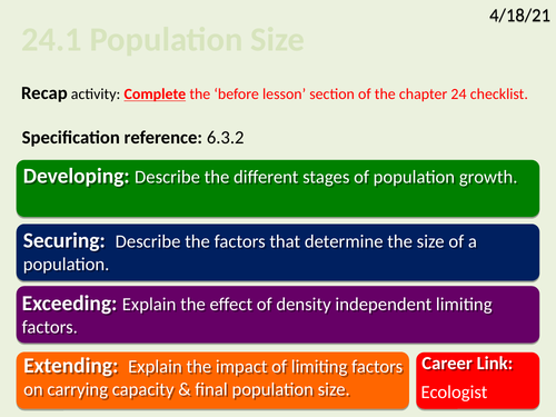 OCR Biology A- Chapter 24 Populations and Sustainability