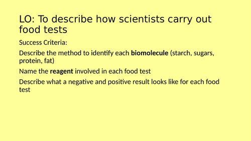 Food tests - Nutrition and Digestion