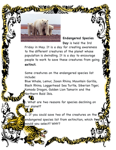 Endangered Species FREEBIE (Interactive Notebook Activity)