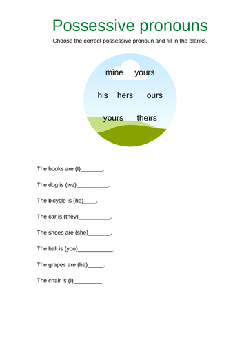 Possessive pronoun worksheets