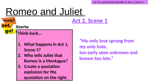 FULL LESSON- Romeo and Juliet - Act 2 Scene 1 - Non Exam Board Specific