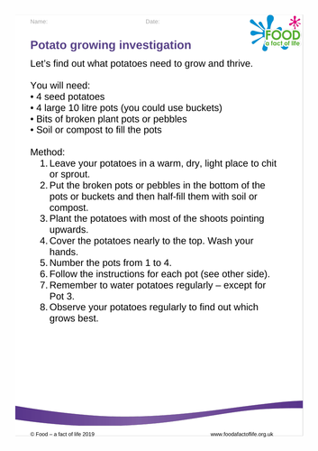 Grow potatoes investigation