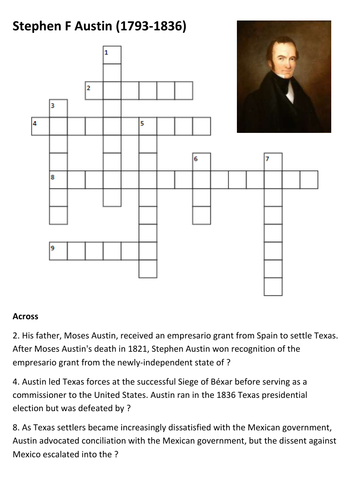 Stephen F Austin Crossword Teaching Resources
