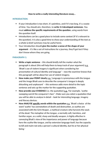 How to write an interesting GCSE Literature essay.