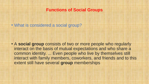 Functions of Social Groups