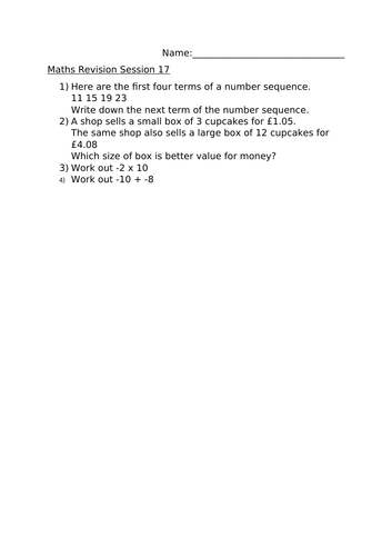 MATHS REVISION SESSION 17