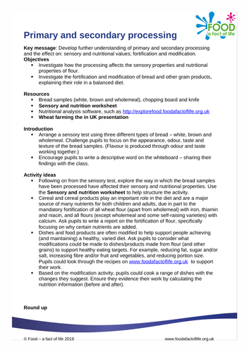 Primary and secondary processing lesson guide