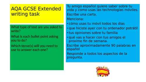 AQA GCSE Spanish Writing Exam Practice 90 words