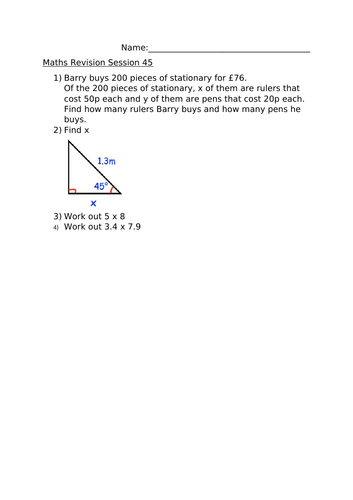 MATHS REVISION SESSION 45