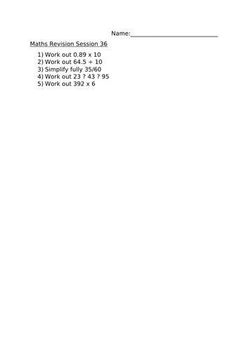 MATHS REVISION SESSION 36