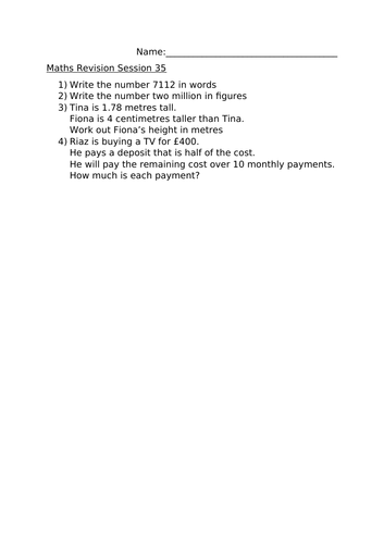 MATHS REVISION SESSION 35