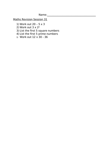 MATHS REVISION SESSION 31