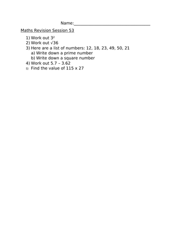 MATHS REVISION SESSION 53