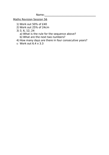 MATHS REVISION WORKSHEET 56