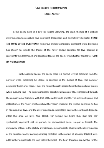 Songs of Ourselves Part 4 - Love, Wisdom, and Age: Model Answers