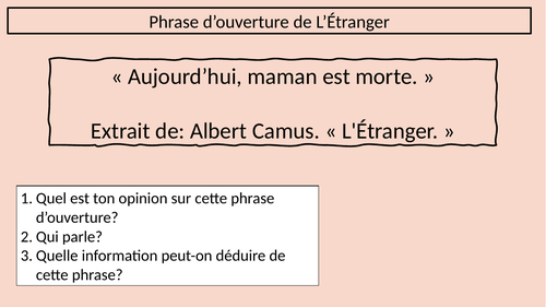 L'étranger - Chapter 1 Part 1