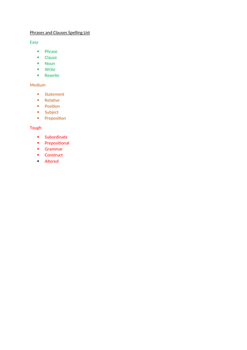 KS3 Phrases and Clauses