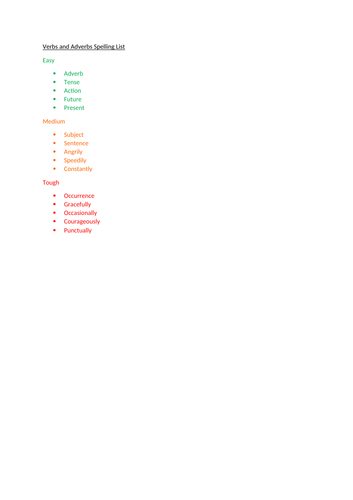KS3 Verbs and Adverbs