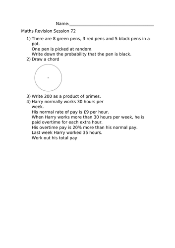 MATHS REVISION SESSION 72