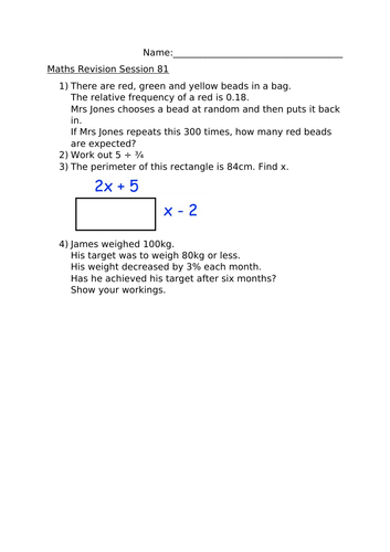 MATHS REVISION SESSION 81