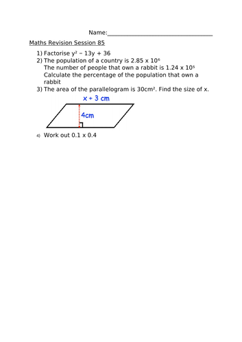 MATHS REVISION SESSION 85