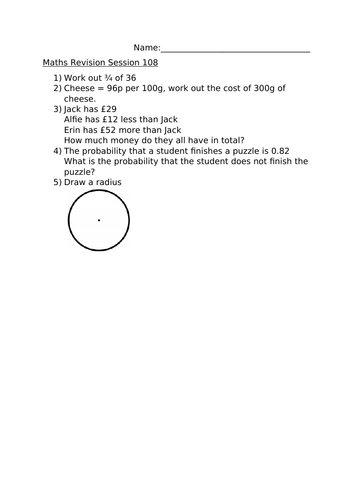 MATHS REVISION SESSION 108