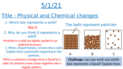 Physical and Chemical changes lesson