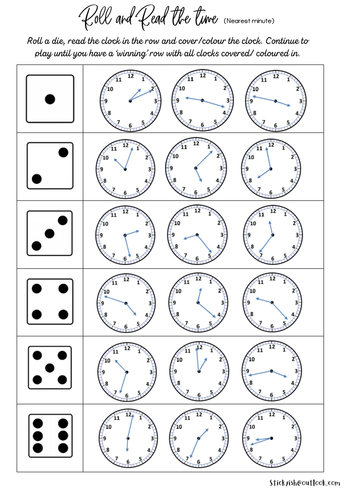 Roll and read the time to the nearest minute