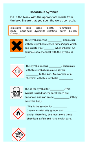 Hazardous/Safety Symbols | Teaching Resources
