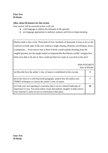 Writing - Class Activities/Test