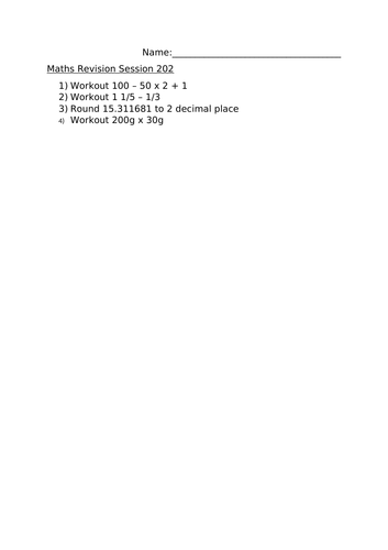 MATHS REVISION SESSION 202