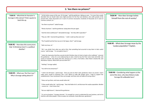 A Christmas Carol Quote Analysis Sheets