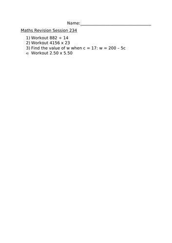 MATHS REVISION SESSION 234