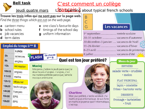 Y7 C'est comment un college francais REMOTE (Dynamo 1)