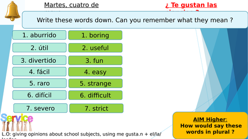 Y7 Spanish Te gustan las ciencias (Viva 1)