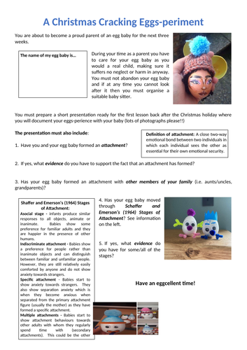 AQA A Level Psych - Attachment (Egg experiment)