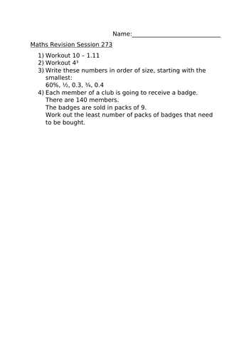 MATHS REVISION SESSION 273