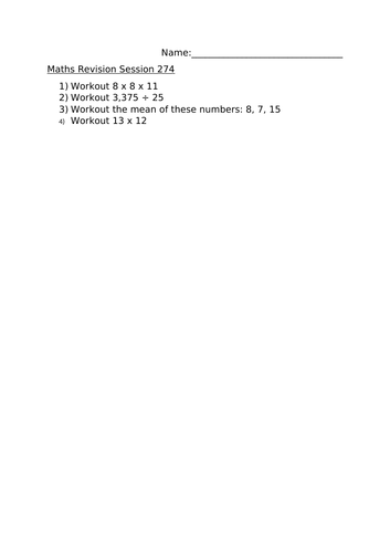 MATHS REVISION SESSION 274