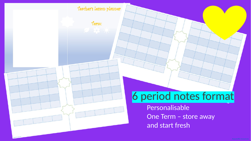Teacher's Term Planner Printable Lesson Planners Marking Timetable 6 Period Version