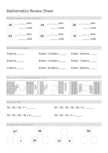 Understand and Review Place Value - Tens and Ones