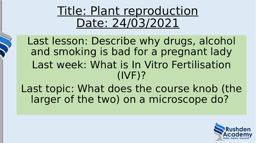 KS3 Reproduction complete unit (human and plant)