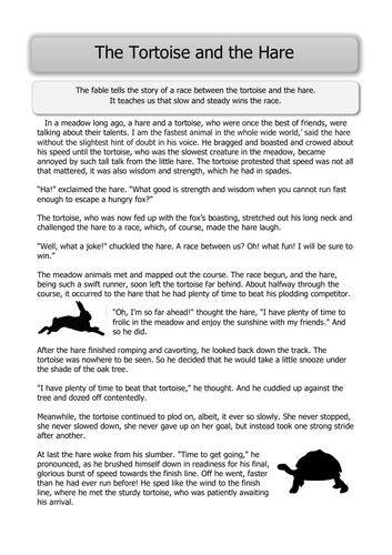The Tortoise and the Hare-KS2 guided reading text